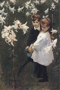 John Singer Sargent Garden Study of the Vickers Children oil painting on canvas
